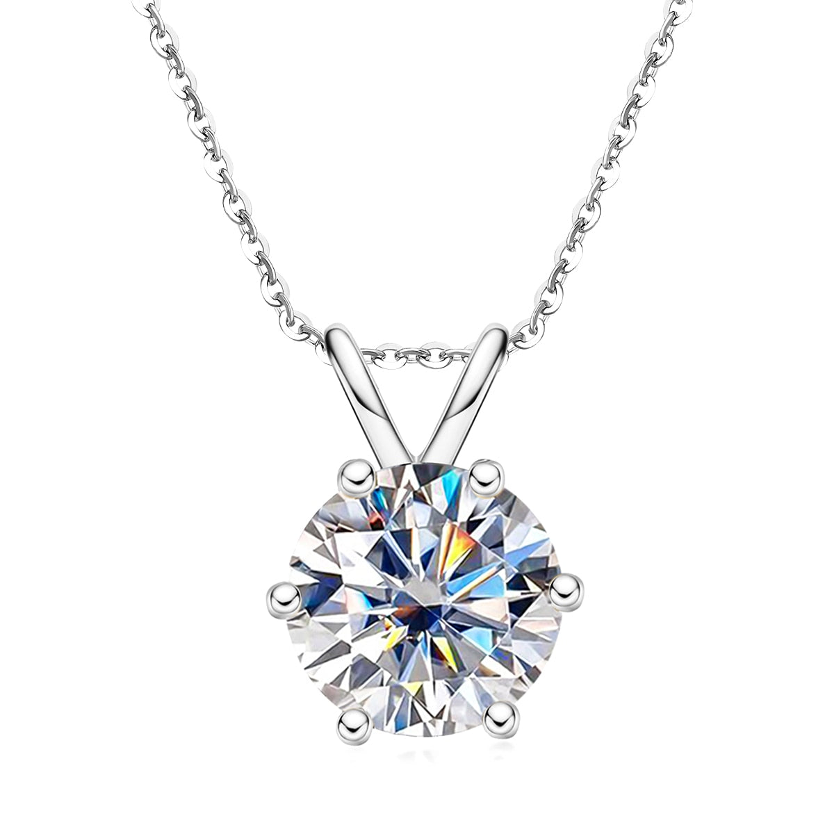 Colar Brilhante 6 Garras com Moissanite – Prata 925
