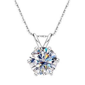 Colar Brilhante 6 Garras com Moissanite – Prata 925