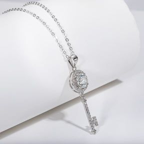 Colar Chave com Moissanite – Ouro Branco 18k