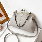 Bolsa de ombro pequena elegante de couro PU para mulheres, bolsa retrô, bolsas crossbody, couro macio, designer de luxo