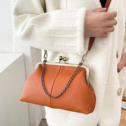 Bolsa de ombro pequena elegante de couro PU para mulheres, bolsa retrô, bolsas crossbody, couro macio, designer de luxo