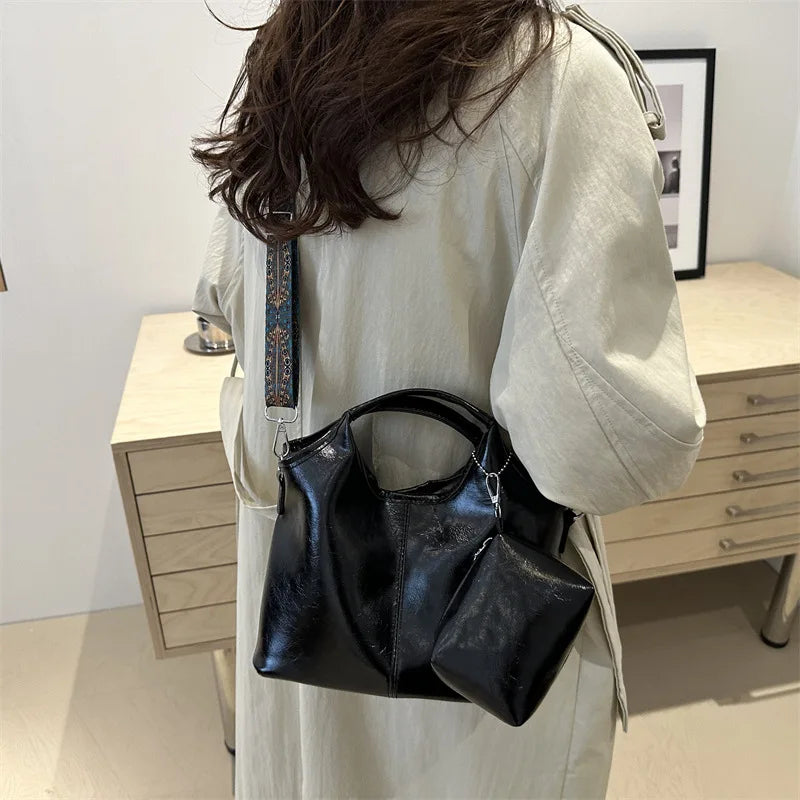 Retro bolsa feminina casual pu ombro crossbody saco com bolsa de moedas grande capacidade saco do mensageiro senhoras viajando tote