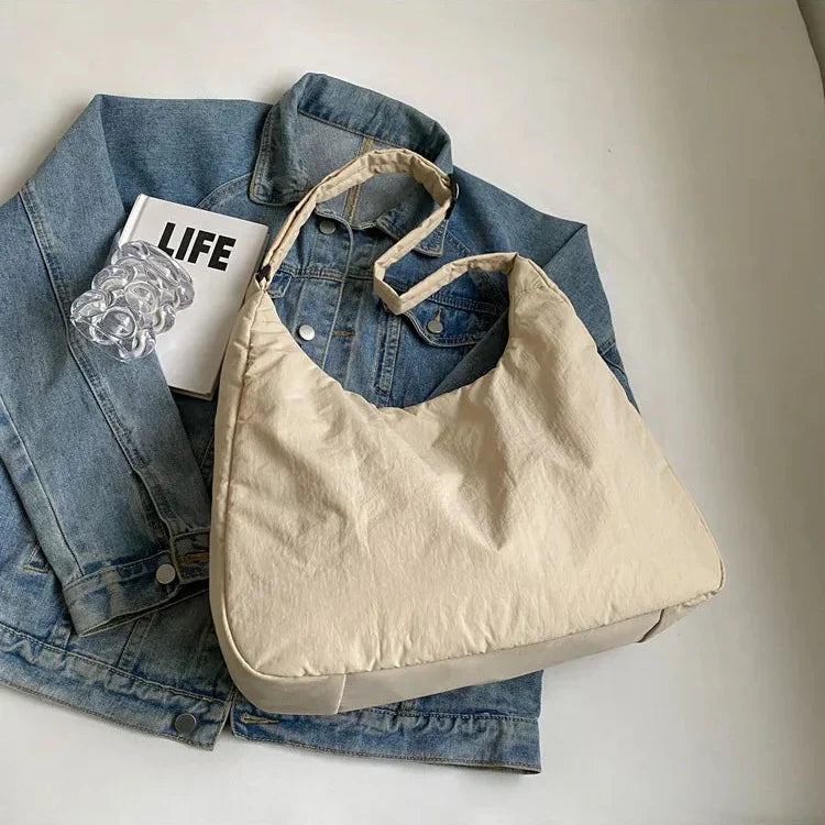 Moda feminina pano macio bolsa de ombro cor sólida estudante 2025 primavera y2k estilo casual grandes bolsas crossbody sacos para mulher
