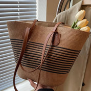 Bolsa de palha feminina, de praia, de férias, ao ar livre, grande capacidade, bolsa de ombro, viagem, verão, Ins Wind, novo, 2022