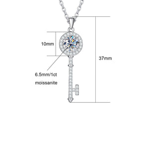 Colar Chave com Moissanite – Ouro Branco 18k
