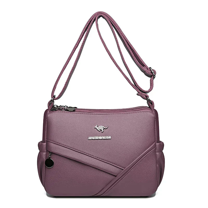 Bolsa mensageiro de grande capacidade multi bolso para mulheres Bolsas de ombro de couro macio bolsa crossbody tendência da moda de alta qualidade