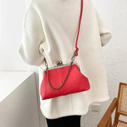 Bolsa de ombro pequena elegante de couro PU para mulheres, bolsa retrô, bolsas crossbody, couro macio, designer de luxo