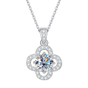 Colar Flower com Moissanite – Ouro Branco 18k