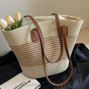 Bolsa de palha feminina, de praia, de férias, ao ar livre, grande capacidade, bolsa de ombro, viagem, verão, Ins Wind, novo, 2022