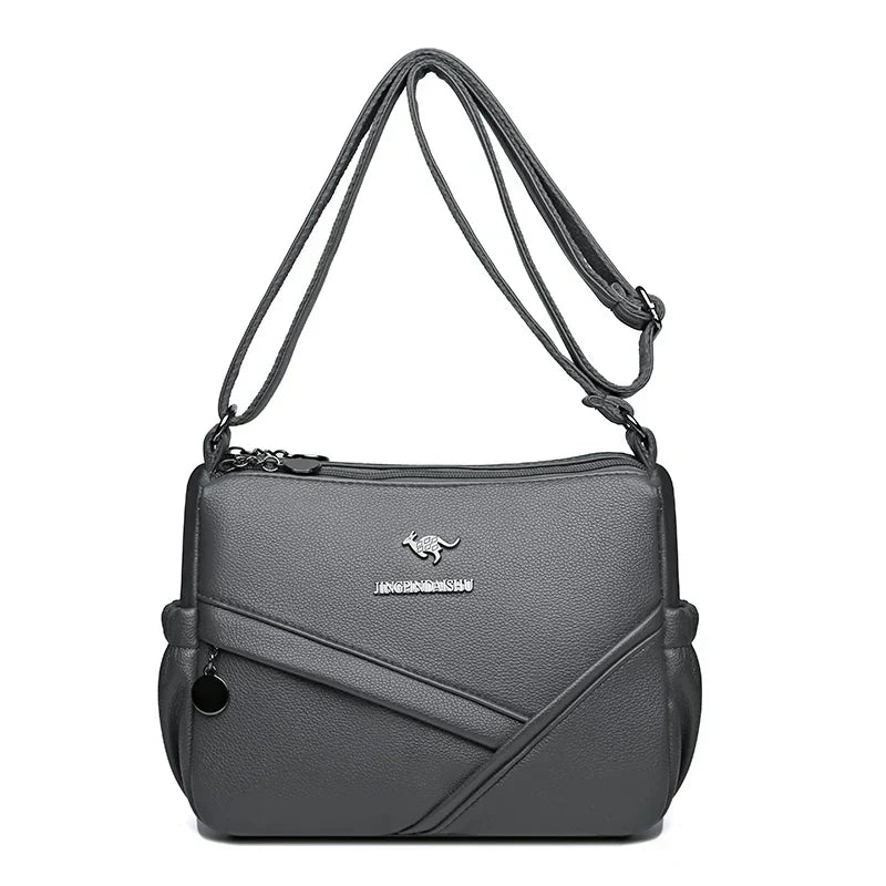 Bolsa mensageiro de grande capacidade multi bolso para mulheres Bolsas de ombro de couro macio bolsa crossbody tendência da moda de alta qualidade