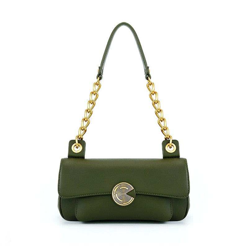 Bolsa Feminina de Couro Golden Chic  – Estilo Sofisticado e Compacta