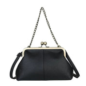 Bolsa de ombro pequena elegante de couro PU para mulheres, bolsa retrô, bolsas crossbody, couro macio, designer de luxo