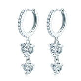 Brinco Pendant Brilhante com Moissanite – Ouro Branco 18k
