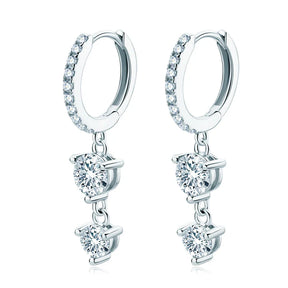 Brinco Pendant Brilhante com Moissanite – Ouro Branco 18k