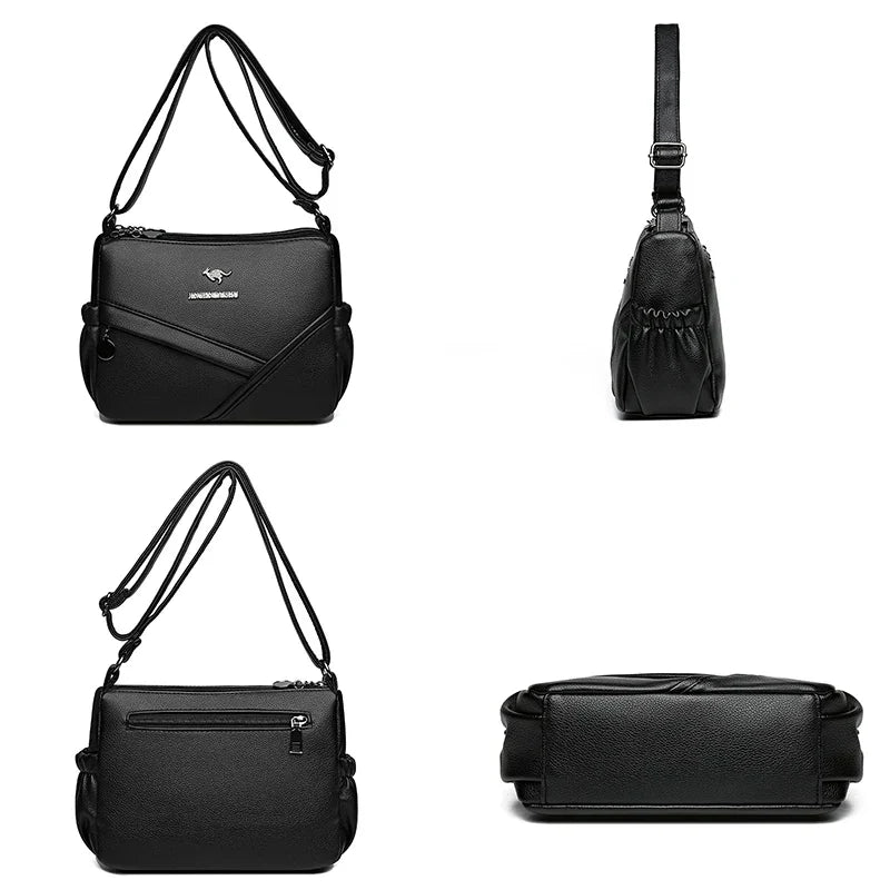 Bolsa mensageiro de grande capacidade multi bolso para mulheres Bolsas de ombro de couro macio bolsa crossbody tendência da moda de alta qualidade