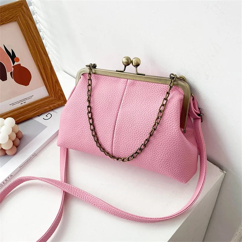 Bolsa de ombro pequena elegante de couro PU para mulheres, bolsa retrô, bolsas crossbody, couro macio, designer de luxo