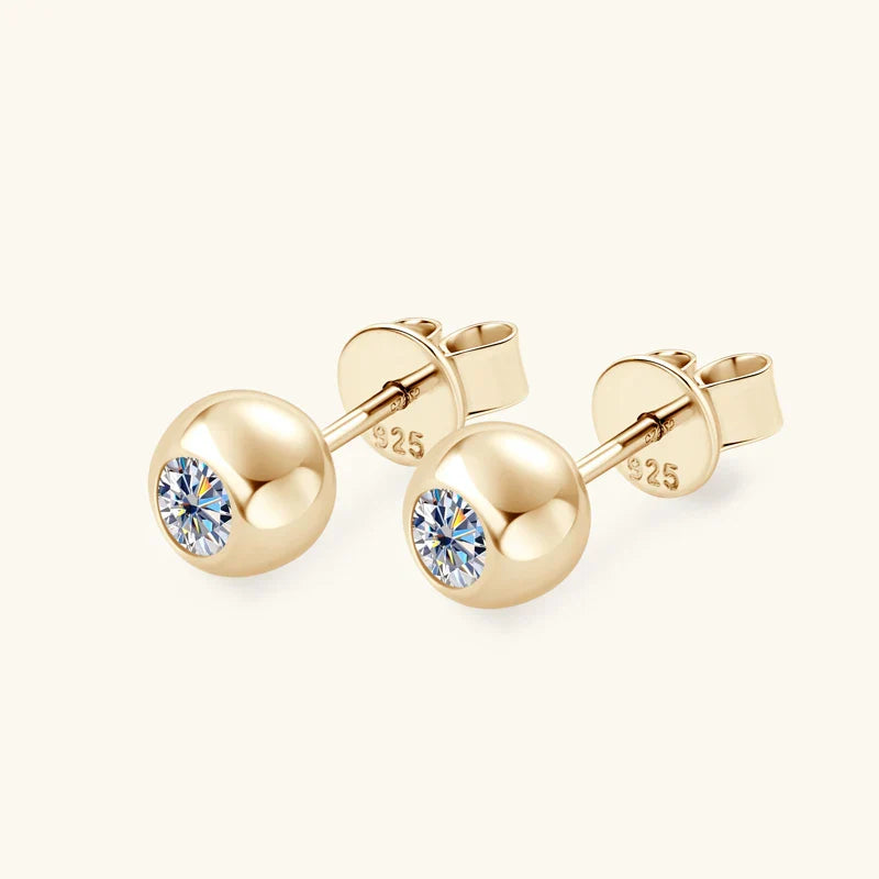 Brinco Ponto Brilhante com Moissanite