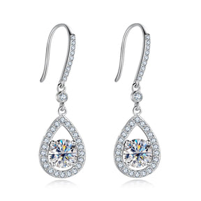 Brinco Gota Pera com Moissanite – Prata 925