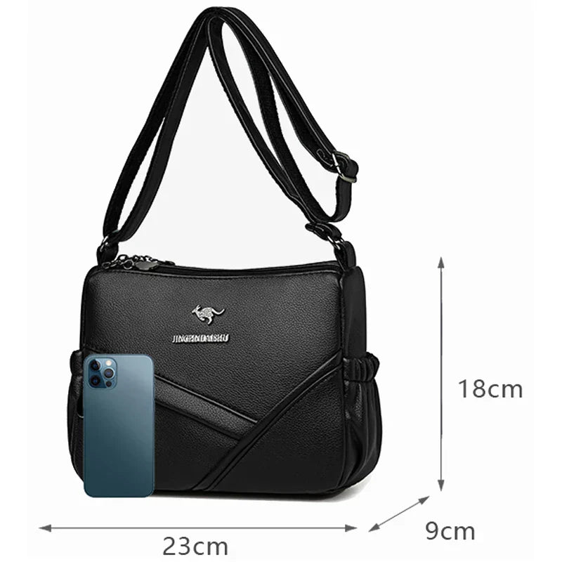 Bolsa mensageiro de grande capacidade multi bolso para mulheres Bolsas de ombro de couro macio bolsa crossbody tendência da moda de alta qualidade