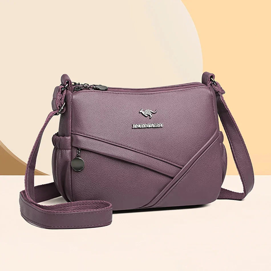 Bolsa mensageiro de grande capacidade multi bolso para mulheres Bolsas de ombro de couro macio bolsa crossbody tendência da moda de alta qualidade