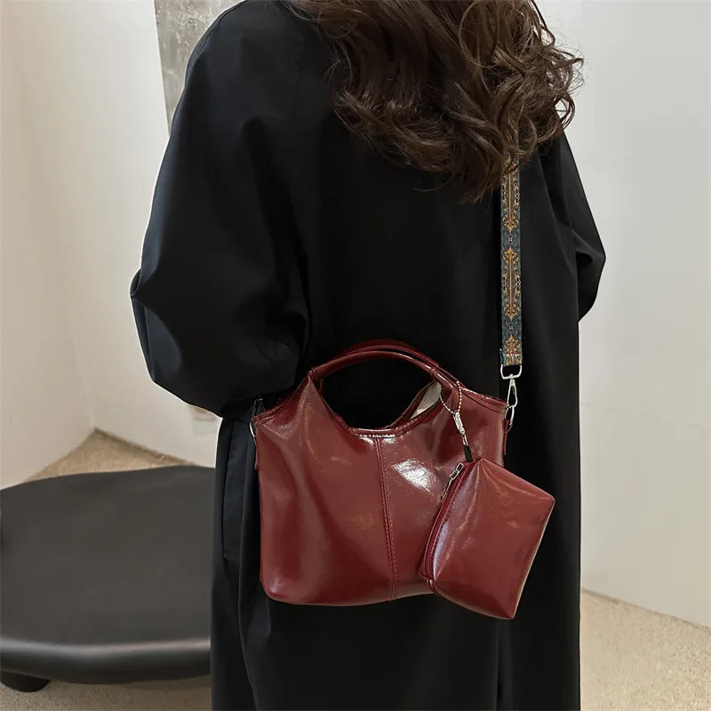 Retro bolsa feminina casual pu ombro crossbody saco com bolsa de moedas grande capacidade saco do mensageiro senhoras viajando tote