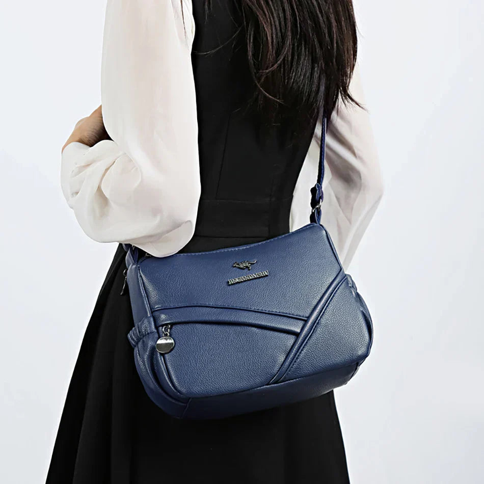 Bolsa mensageiro de grande capacidade multi bolso para mulheres Bolsas de ombro de couro macio bolsa crossbody tendência da moda de alta qualidade
