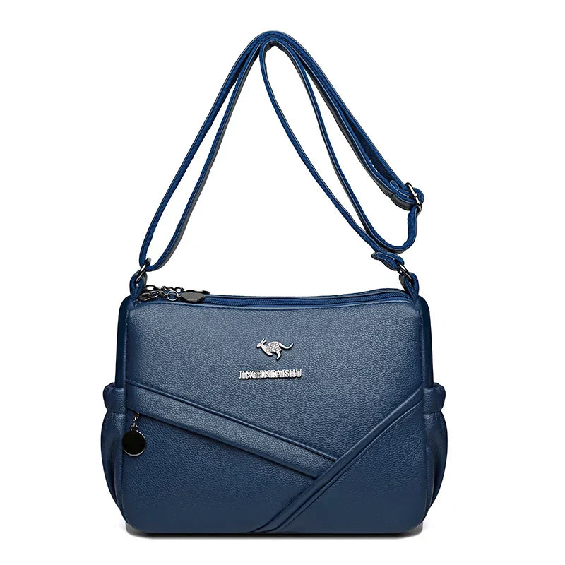 Bolsa mensageiro de grande capacidade multi bolso para mulheres Bolsas de ombro de couro macio bolsa crossbody tendência da moda de alta qualidade