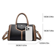 Bolsa de couro de bloco colorido feminina, bolsa de ombro versátil, multifuncional, bolsa de viajante de negócios, grande capacidade, moda