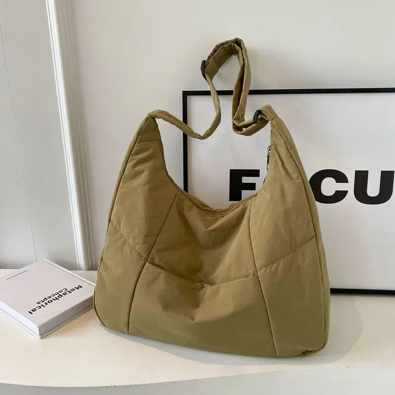Moda feminina pano macio bolsa de ombro cor sólida estudante 2025 primavera y2k estilo casual grandes bolsas crossbody sacos para mulher