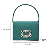 Bolsa Feminina de Festa com Fivela de Cristais e Corrente Prata Sofisticada - Manu