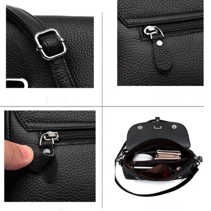 Bolsa Transversal Preta Feminina Com Fechamento de Aba e Fivela – Ideal Para Uso Diário