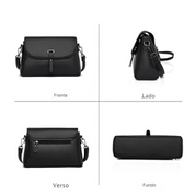 Bolsa Transversal Preta Feminina Com Fechamento de Aba e Fivela – Ideal Para Uso Diário