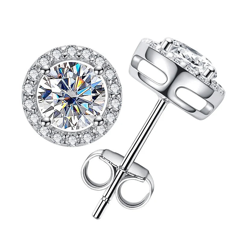 Brinco Ponto de Luz Cravejado com Moissanite – Prata 925
