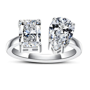 Anel Radiant com Moissanite – Ouro Branco 18k
