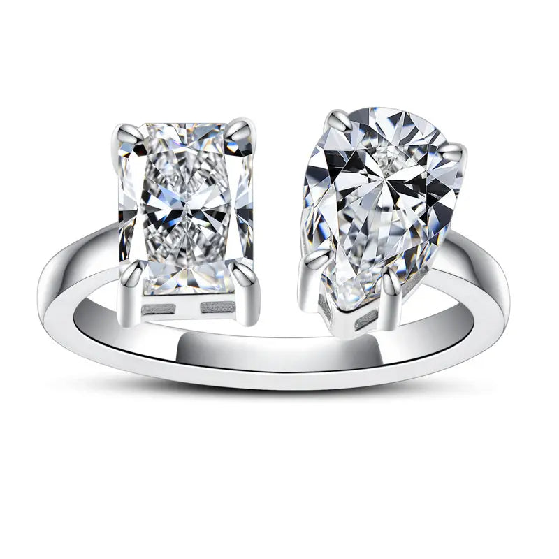Anel Radiant com Moissanite – Ouro Branco 18k