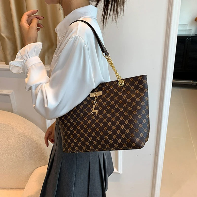 Bolsa Shopper Feminina de Couro Estampa Luxuosa - Larissa