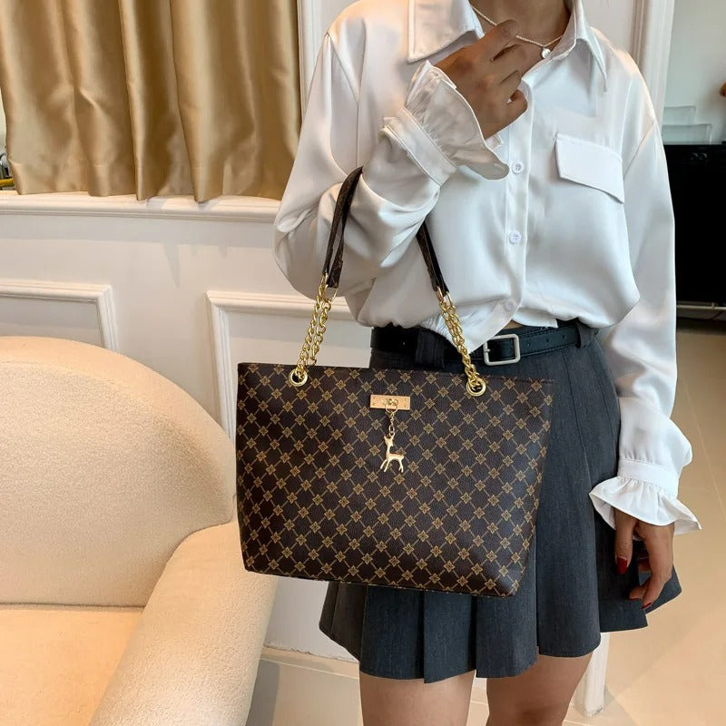Bolsa Shopper Feminina de Couro Estampa Luxuosa - Larissa
