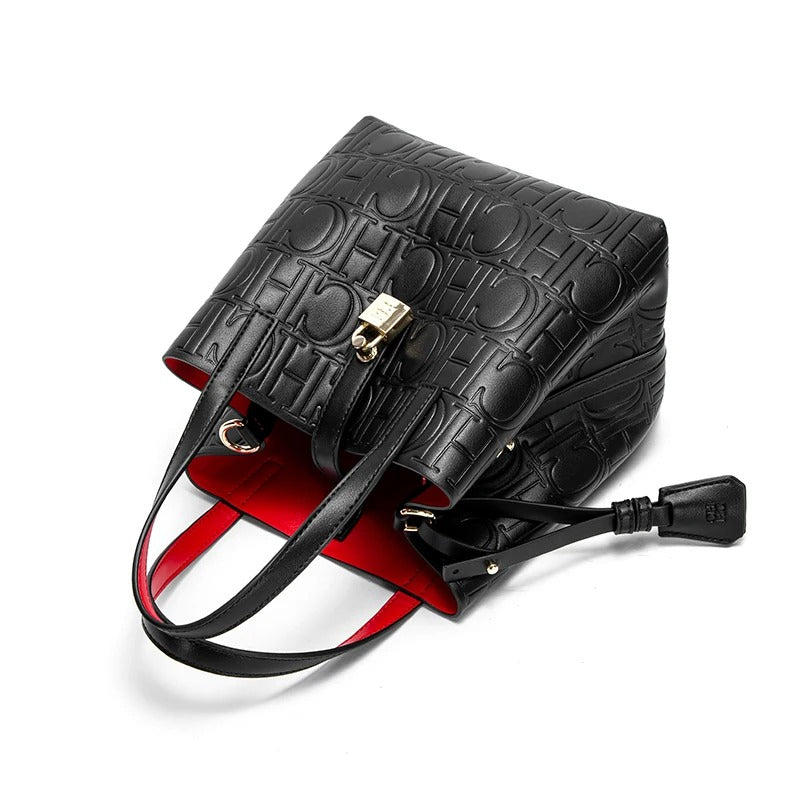 Bolsa De Couro Feminina Grande Estilo Clássica Com Detalhes Luxuosos - Leticia
