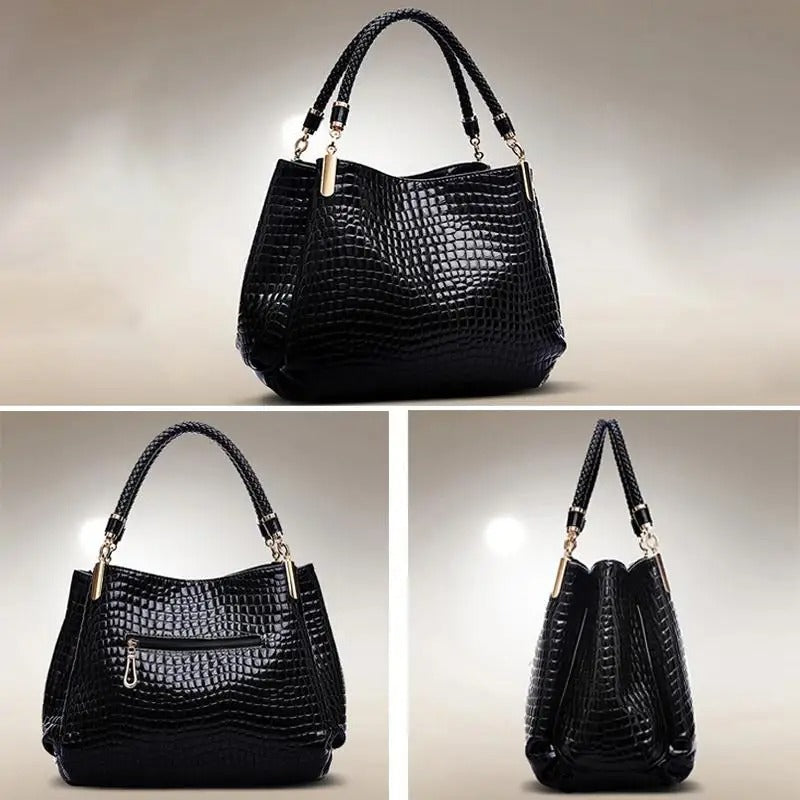 Bolsa Luxo Feminina Textura Crocodilo Animal Print - Bianca