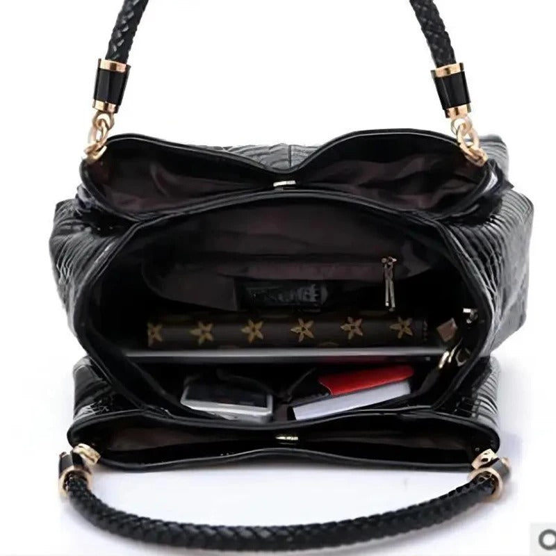 Bolsa Luxo Feminina Textura Crocodilo Animal Print - Bianca