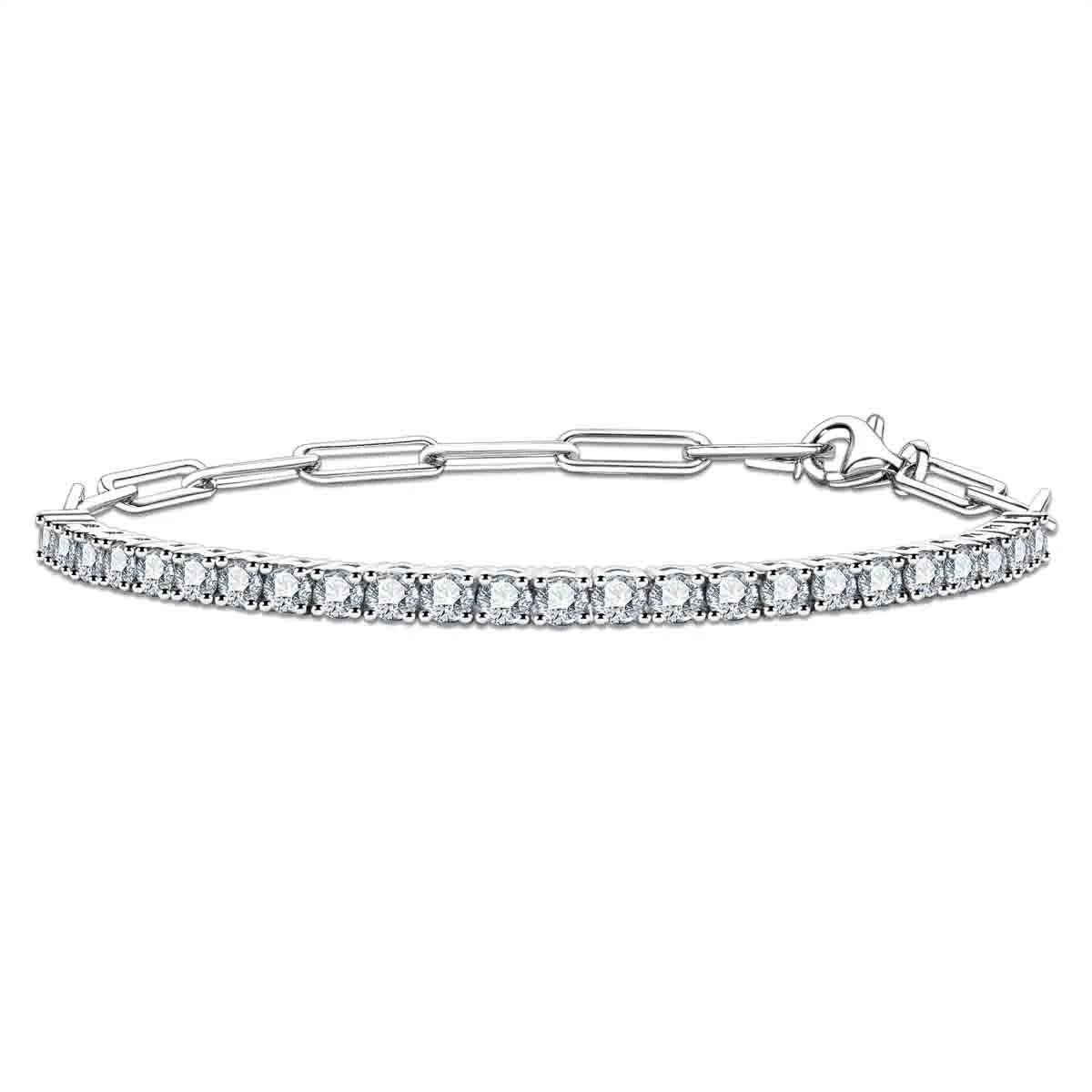 Pulseira Riviera Balance com Moissanites – Ouro Branco 18k
