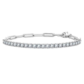 Pulseira Riviera Balance com Moissanites – Ouro Branco 18k