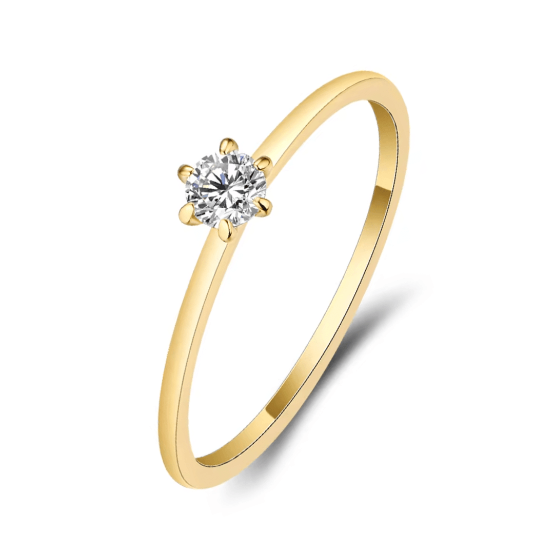 Anel Solitário Aura com Moissanite – Ouro 18k