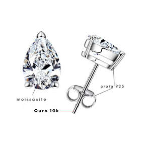 Brinco com Moissanite Pera – Ouro 10k