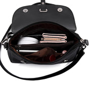 Bolsa Transversal Preta Feminina Com Fechamento de Aba e Fivela – Ideal Para Uso Diário