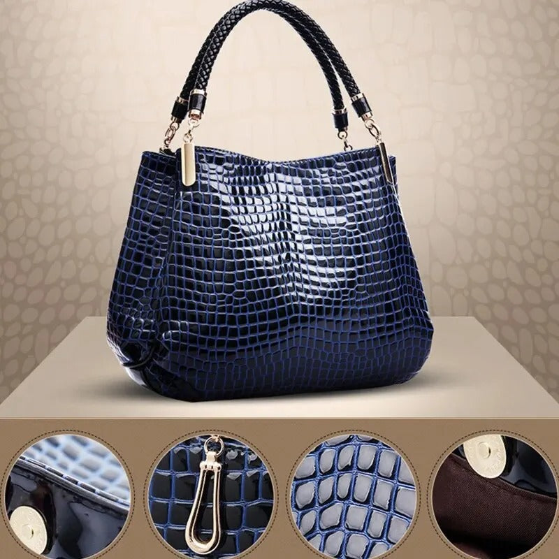 Bolsa Luxo Feminina Textura Crocodilo Animal Print - Bianca