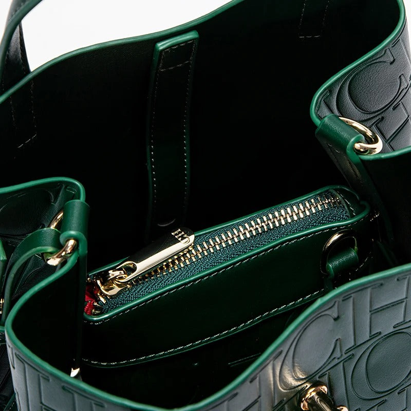Bolsa De Couro Feminina Grande Estilo Clássica Com Detalhes Luxuosos - Leticia